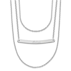 Sterling Silver/Rhodium-plated Brushed 3 Chain 1 Bar Necklace