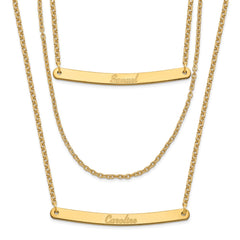 Sterling Silver/Gold-plated Brushed  3 Chain 2 Bar Necklace