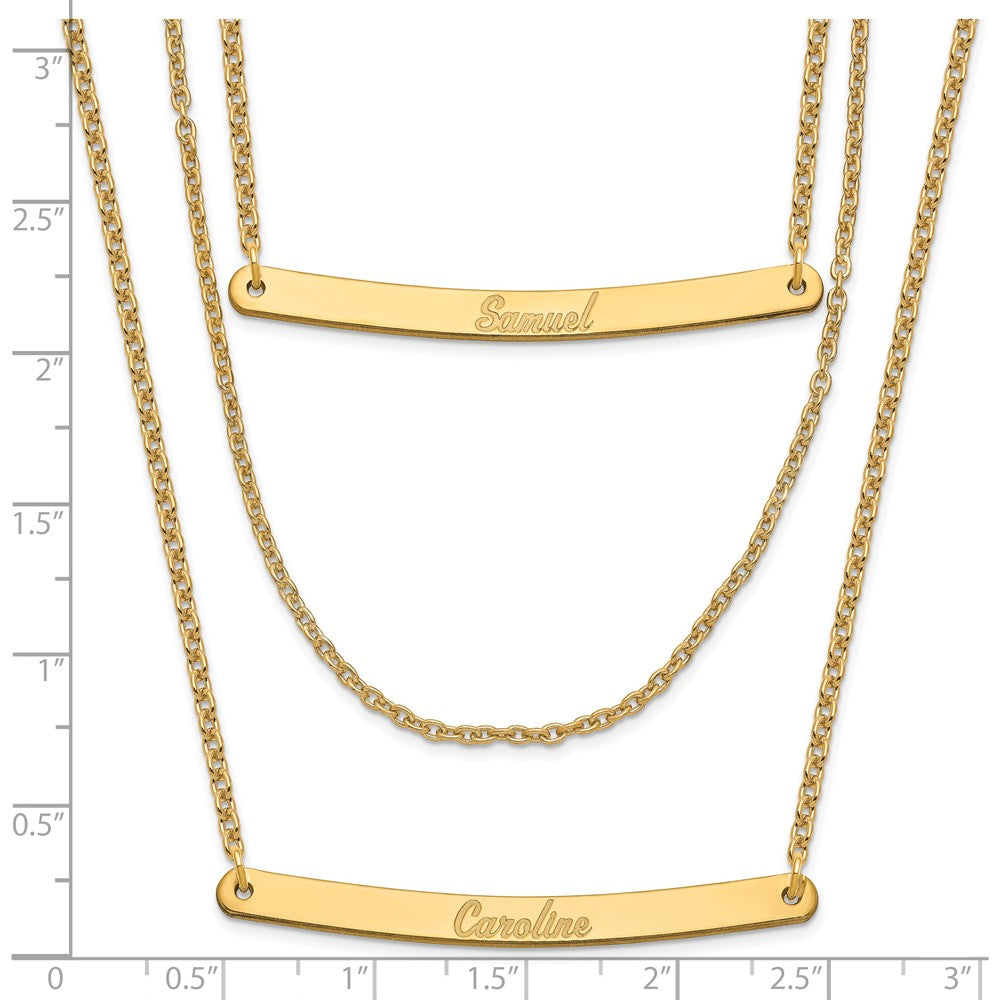 Sterling Silver/Gold-plated Brushed  3 Chain 2 Bar Necklace