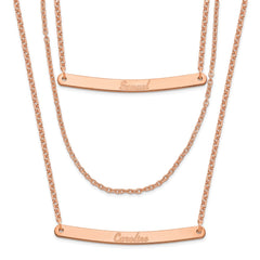 Sterling Silver/Rose-plated Brushed 3 Chain 2 Br Necklace