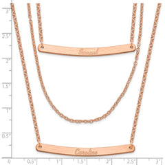 Sterling Silver/Rose-plated Brushed 3 Chain 2 Br Necklace