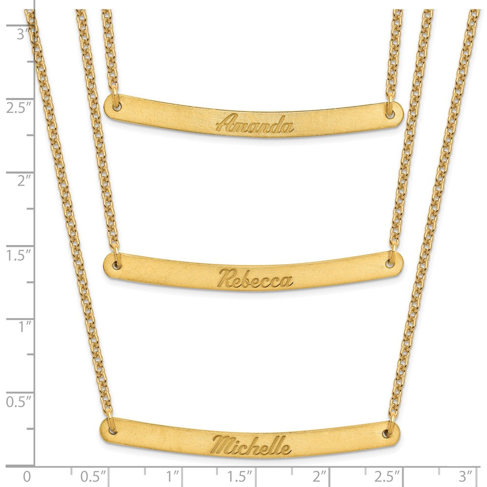 Sterling Silver/Gold-plated Brushed 3 Chain 3 Bar Necklace