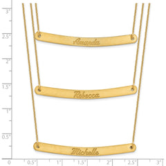 14k Yellow Gold Brushed 3 Chain 3 Bar Necklace