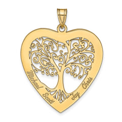 14KY Heart Family Tree Pendant