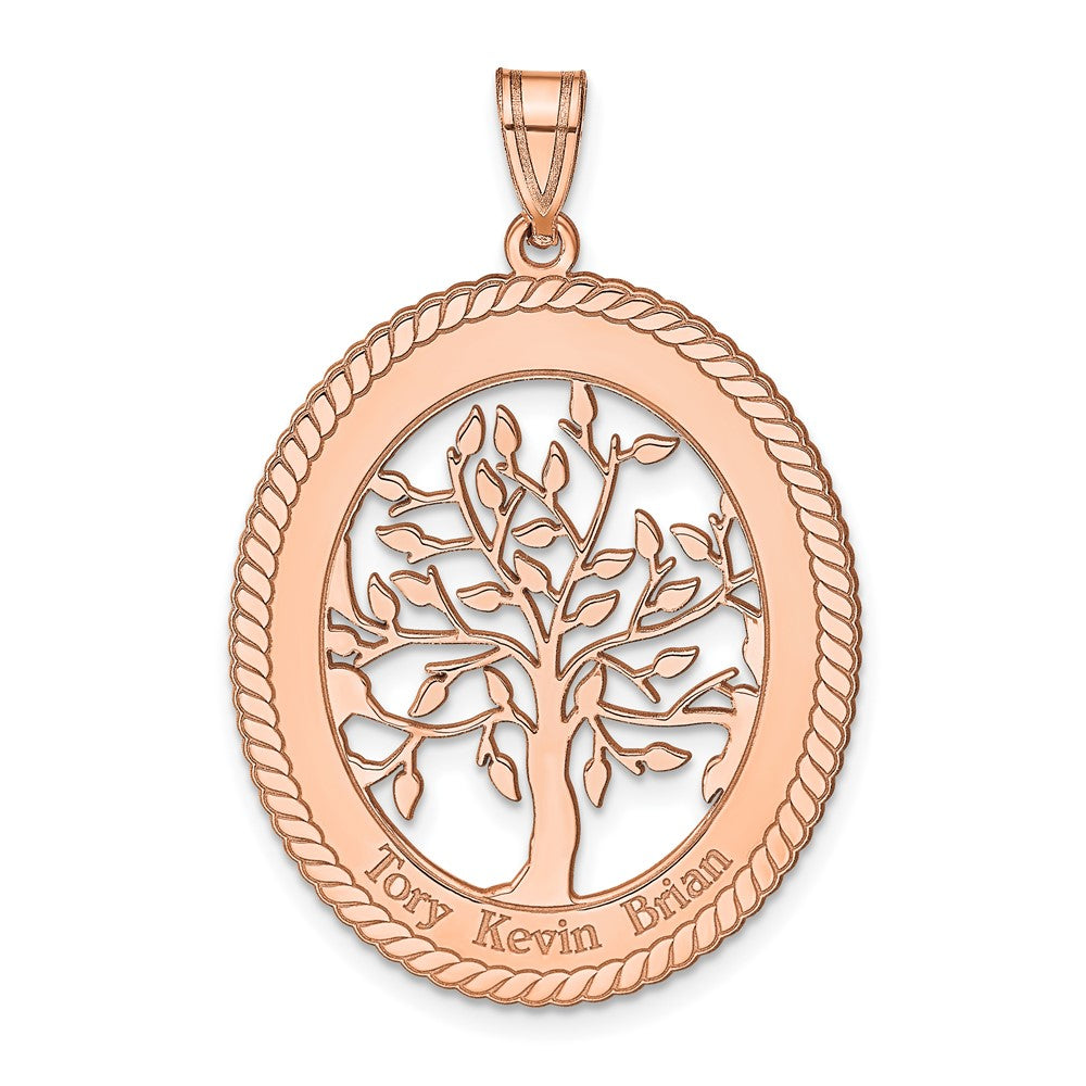 14K Rose Gold Oval Family Tree Pendant - 2