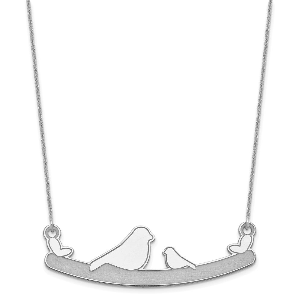 10k White Gold Mom and Baby Bird Necklace