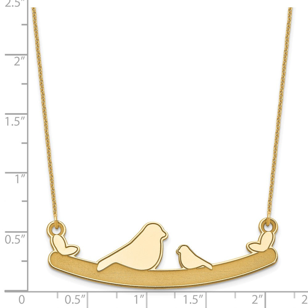 14k Yellow Gold Mom and Baby Bird Necklace