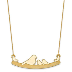 14k Yellow Gold Mom and 2 Baby Birds Necklace