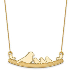 14k Yellow Gold Mom and 3 Baby Birds Necklace