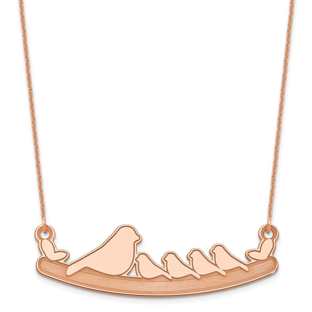 14k Rose Gold Mom and 4 Baby Birds Necklace