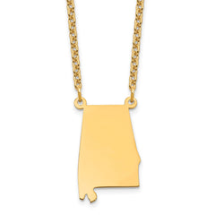 Sterling Silver/Gold-plated Alabama State Necklace