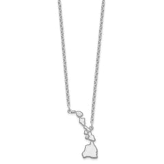 Sterling Silver/Rhodium-plated Hawaii State Necklace