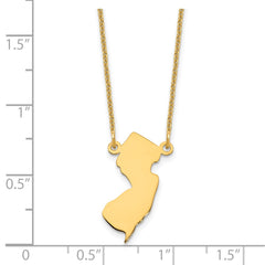 14KY New Jersey State Necklace