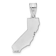 Sterling Silver/Rhodium-plated California State Pendant