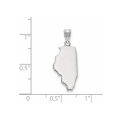 Sterling Silver/Rhodium-plated Illinois State Pendant