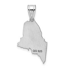 Sterling Silver/Rhodium-plated Maine State Pendant