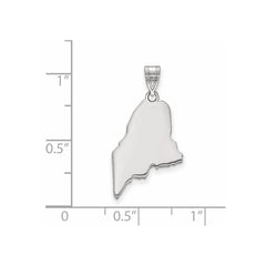 Sterling Silver/Rhodium-plated Maine State Pendant