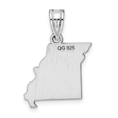 Sterling Silver/Rhodium-plated Missouri State Pendant