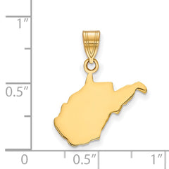 Sterling Silver/Gold-plated West Virginia State Pendant