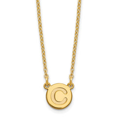 Sterling Silver Gold-plated Tiny Circle Block Letter C Initial Necklace
