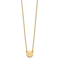 Sterling Silver Gold-plated Tiny Circle Block Letter H Initial Necklace