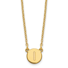 Sterling Silver Gold-plated Tiny Circle Block Letter I Initial Necklace