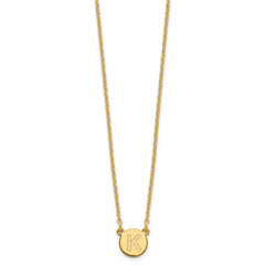 Sterling Silver Gold-plated Tiny Circle Block Letter K Initial Necklace
