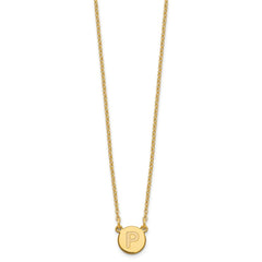 Sterling Silver Gold-plated Tiny Circle Block Letter P Initial Necklace