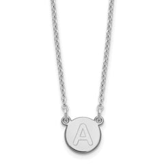Sterling Silver Rhodium-plated Tiny Circle Block Letter A Initial Necklace