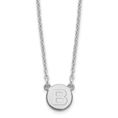 Sterling Silver Rhodium-plated Tiny Circle Block Letter B Initial Necklace