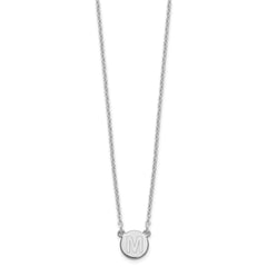 Sterling Silver Rhodium-plated Tiny Circle Block Letter M Initial Necklace