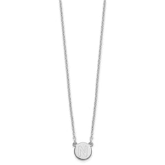 Sterling Silver Rhodium-plated Tiny Circle Block Letter N Initial Necklace