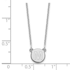 14kw Tiny Circle Block Letter M Initial Necklace
