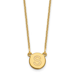 14KY Tiny Circle Block Letter S Initial Necklace