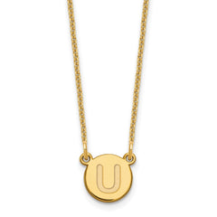 14KY Tiny Circle Block Letter U Initial Necklace