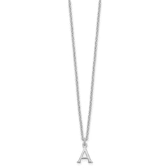 Sterling Silver Rhodium-plated Cutout Letter A Initial Necklace