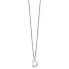 Sterling Silver Rhodium-plated Cutout Letter D Initial Necklace