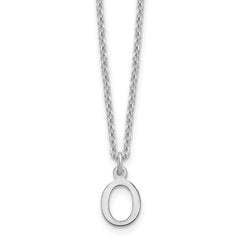 Sterling Silver Rhodium-plated Cutout Letter O Initial Necklace