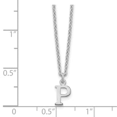 Sterling Silver Rhodium-plated Cutout Letter P Initial Necklace