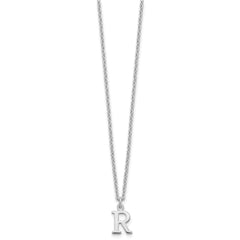 Sterling Silver Rhodium-plated Cutout Letter R Initial Necklace