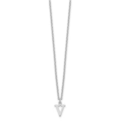 Sterling Silver Rhodium-plated Cutout Letter V Initial Necklace