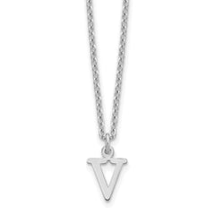 Sterling Silver Rhodium-plated Cutout Letter V Initial Necklace