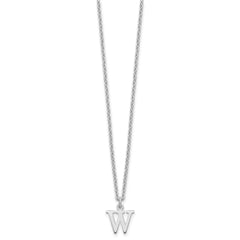 Sterling Silver Rhodium-plated Cutout Letter W Initial Necklace