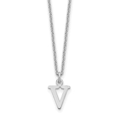 14KW Cutout Letter V Initial Necklace