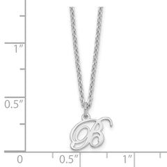 Sterling Silver Rhodium-plated Letter B Initial Necklace