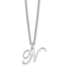 Sterling Silver Rhodium-plated Letter N Initial Necklace