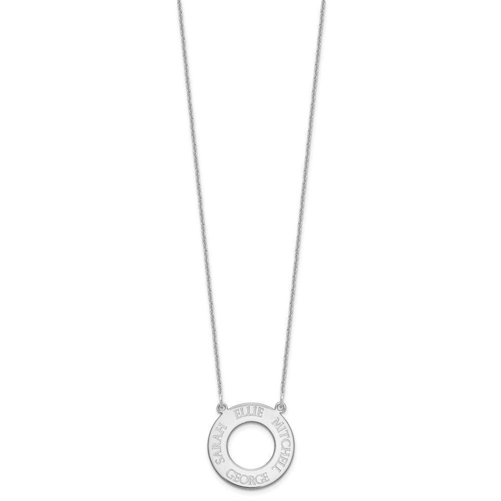 14k White Gold Circle with 4 Name Necklace