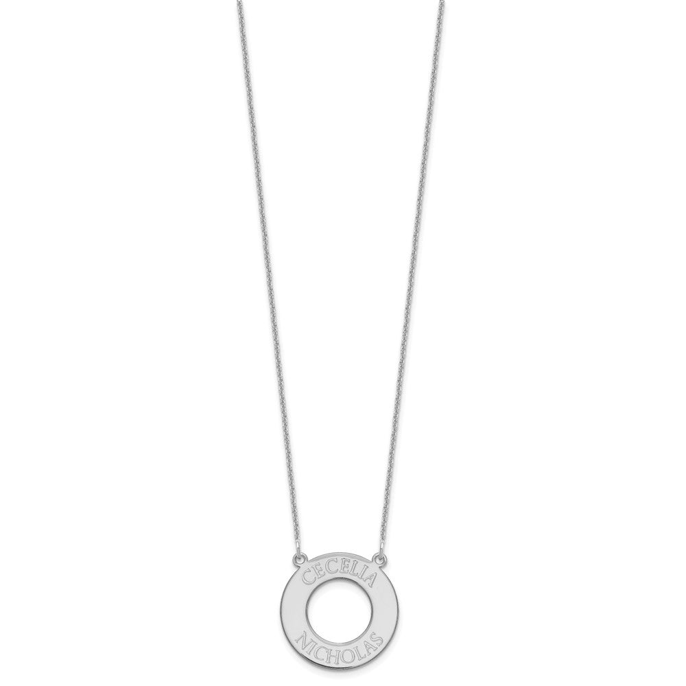 14k White Gold Circle with 2 Name Necklace