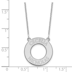 14k White Gold Circle with 2 Name Necklace