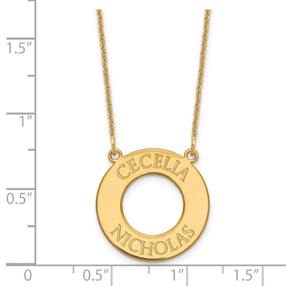 14k Yellow Gold Circle with 2 Name Necklace